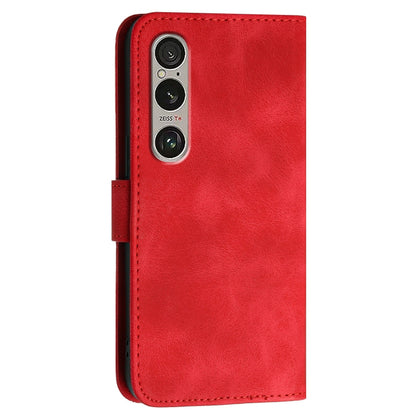 For Sony Xperia 1 VI 2024 YX0080 Grid Butterfly Embossed Pattern Flip Leather Phone Case with Lanyard(Red) - Sony Cases by buy2fix | Online Shopping UK | buy2fix