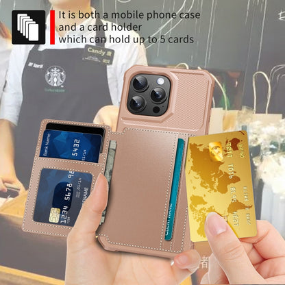 For iPhone 16 Pro Magnetic Wallet Card Bag Leather Phone Case(Rose Gold) - iPhone 16 Pro Cases by buy2fix | Online Shopping UK | buy2fix