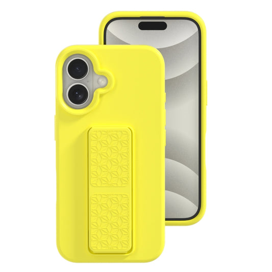 For iPhone 16 Liquid Silicone Holder Phone Case(Yellow) - iPhone 16 Cases by buy2fix | Online Shopping UK | buy2fix