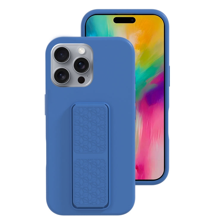 For iPhone 16 Pro Liquid Silicone Holder Phone Case(Navy Blue) - iPhone 16 Pro Cases by buy2fix | Online Shopping UK | buy2fix