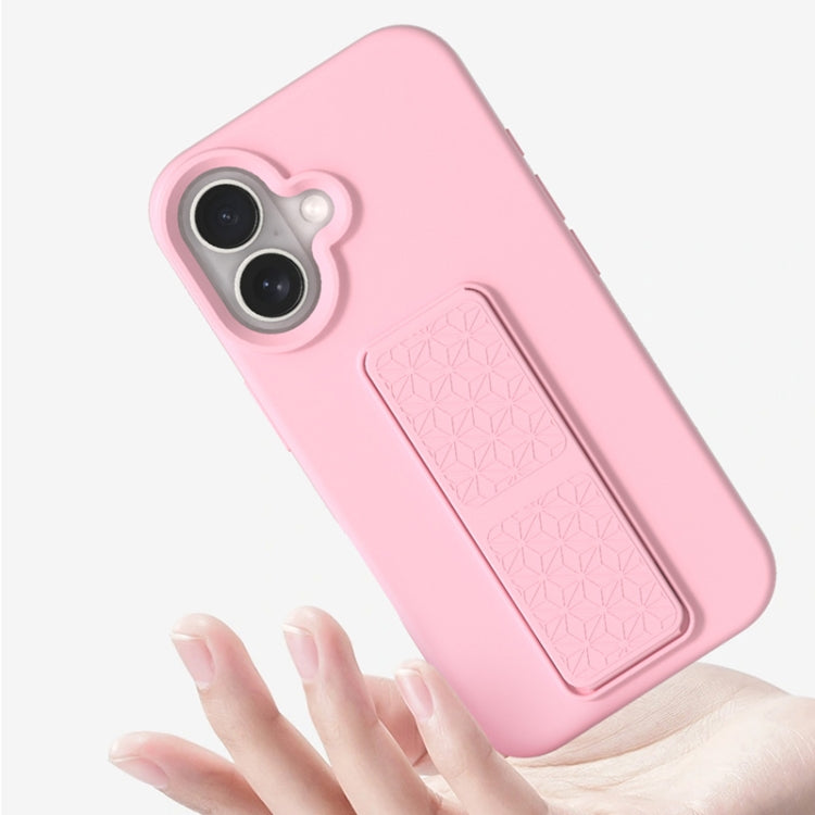 For iPhone 16 Liquid Silicone Holder Phone Case(Pink) - iPhone 16 Cases by buy2fix | Online Shopping UK | buy2fix