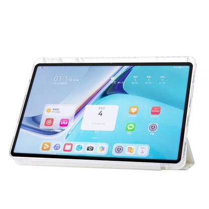 For Huawei Matepad SE 11 2024 Clear Acrylic 3-Fold Leather Tablet Case(White) - Huawei by buy2fix | Online Shopping UK | buy2fix