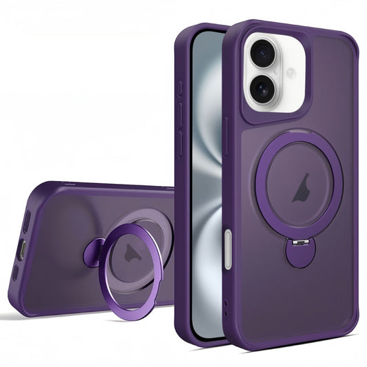 For iPhone 16 Plus Invisible Fulcrum Holder MagSafe Phone Case(Dark Purple) - iPhone 16 Plus Cases by buy2fix | Online Shopping UK | buy2fix