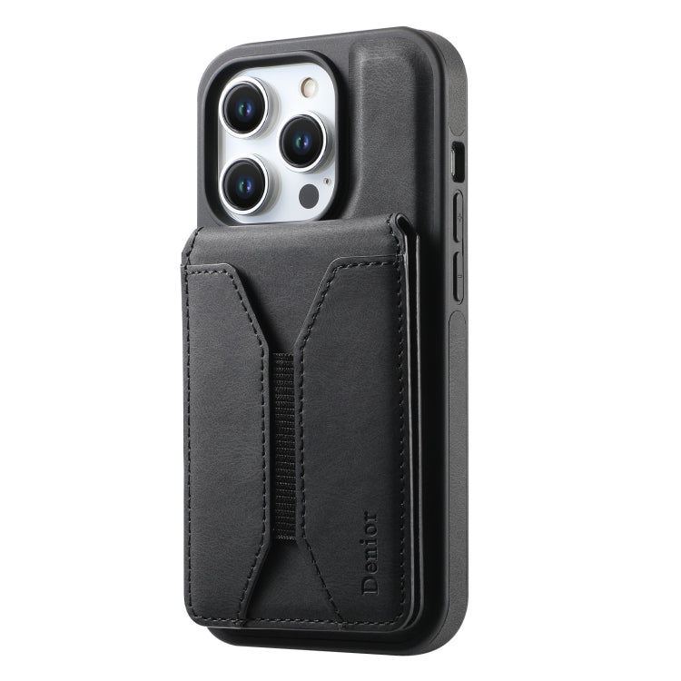 For iPhone 15 Pro Denior D17 Skin Feel MagSafe Detachable Card Slot Phone Case(Black) - iPhone 15 Pro Cases by Denior | Online Shopping UK | buy2fix