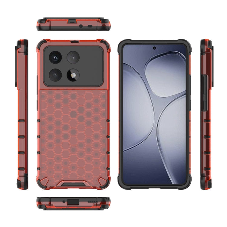 For Redmi K70 Ultra 5G Global Honeycomb Shockproof Phone Case(Red) - Xiaomi Cases by buy2fix | Online Shopping UK | buy2fix