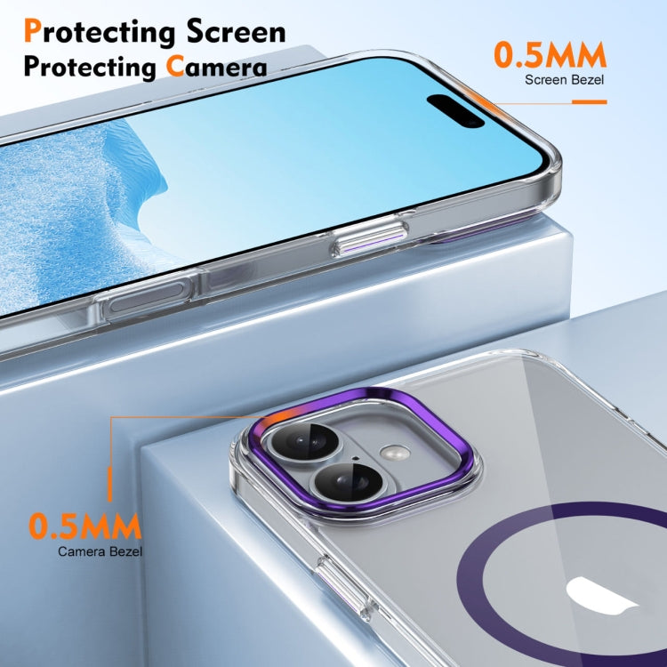 For iPhone 16 Ice Feel HD Transparent MagSafe PC Full Coverage Phone Case(Purple) - iPhone 16 Cases by buy2fix | Online Shopping UK | buy2fix