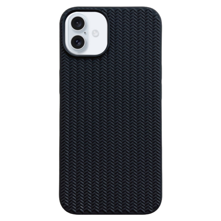 For iPhone 16 Weave Texture TPU Phone Case(Black) - iPhone 16 Cases by buy2fix | Online Shopping UK | buy2fix