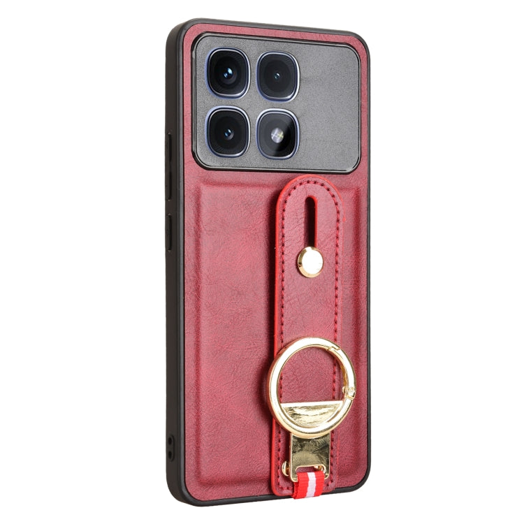 For Redmi K70 Ultra Wristband Leather Back Phone Case(Red) - Xiaomi Cases by buy2fix | Online Shopping UK | buy2fix