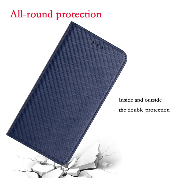 For iPhone 16 Pro Max Carbon Fiber Texture Magnetic Flip Leather Phone Case(Blue) - iPhone 16 Pro Max Cases by buy2fix | Online Shopping UK | buy2fix