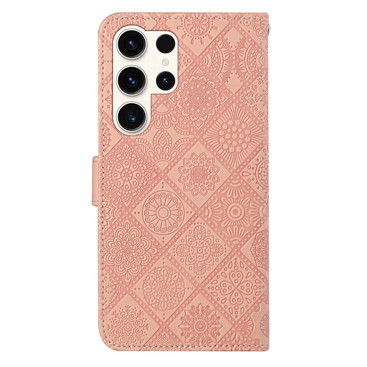 For Samsung Galaxy S25 Ultra 5G Ethnic Style Embossed Pattern Leather Phone Case(Pink) - Galaxy S25 Ultra 5G Cases by buy2fix | Online Shopping UK | buy2fix