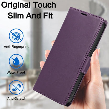 For iPhone 16 Pro Max Side Buckle RFID Anti-theft Leather Phone Case(Dark Purple) - iPhone 16 Pro Max Cases by buy2fix | Online Shopping UK | buy2fix