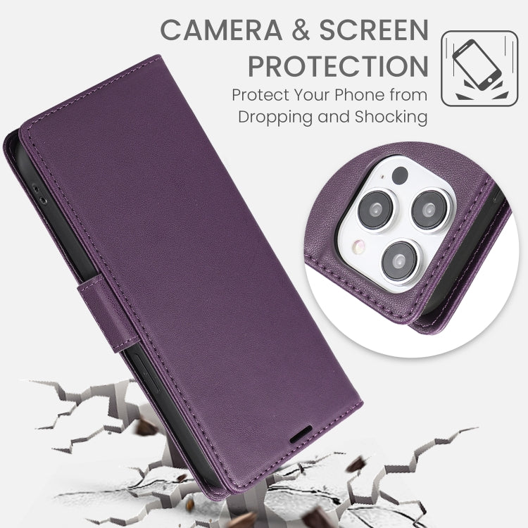 For iPhone 16 Pro Max Side Buckle RFID Anti-theft Leather Phone Case(Dark Purple) - iPhone 16 Pro Max Cases by buy2fix | Online Shopping UK | buy2fix