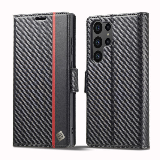 For Samsung Galaxy S25 Ultra 5G LC.IMEEKE Carbon Fiber Leather Phone Case(Vertical Black) - Galaxy S25 Ultra 5G Cases by LC.IMEEKE | Online Shopping UK | buy2fix