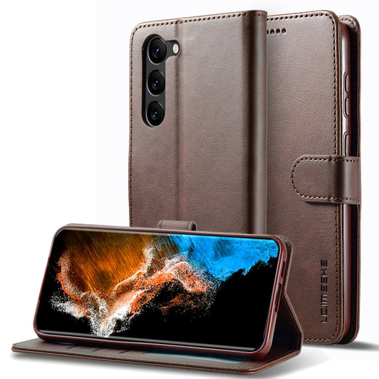 For Samsung Galaxy S25+ 5G LC.IMEEKE Calf Texture Leather Phone Case(Coffee) - Galaxy S25+ 5G Cases by LC.IMEEKE | Online Shopping UK | buy2fix