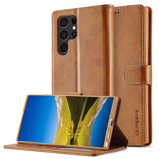 For Samsung Galaxy S25 Ultra 5G LC.IMEEKE Calf Texture Leather Phone Case(Brown) - Galaxy S25 Ultra 5G Cases by LC.IMEEKE | Online Shopping UK | buy2fix