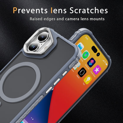 For iPhone 16 Plus Rainbow Series Skin Feel MagSafe Lens Holder Phone Case(Grey) - iPhone 16 Plus Cases by buy2fix | Online Shopping UK | buy2fix