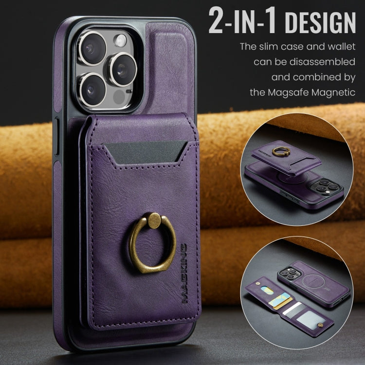 For iPhone 14 DG.MING K1 MagSafe Detachable Wallet RFID Back Cover Phone Case(Purple) - iPhone 14 Cases by DG.MING | Online Shopping UK | buy2fix