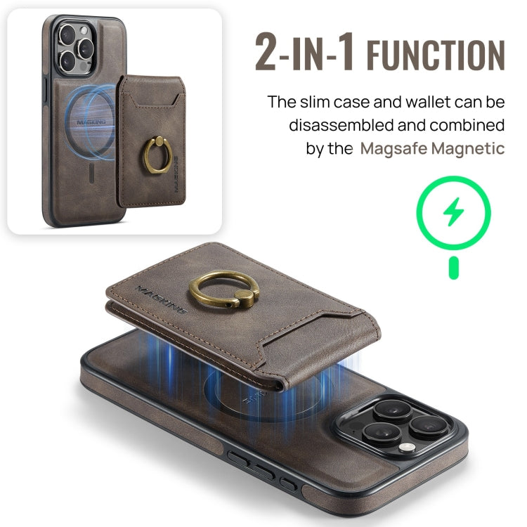 For iPhone 13 Pro Max DG.MING K1 MagSafe Detachable Wallet RFID Back Cover Phone Case(Coffee) - iPhone 13 Pro Max Cases by DG.MING | Online Shopping UK | buy2fix