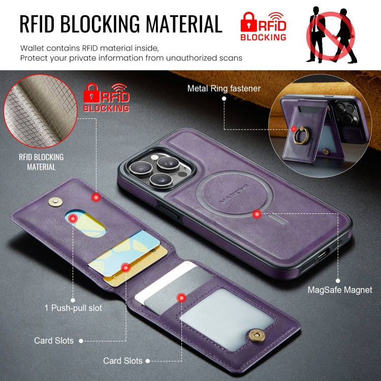 For iPhone 13 Pro DG.MING K1 MagSafe Detachable Wallet RFID Back Cover Phone Case(Purple) - iPhone 13 Pro Cases by DG.MING | Online Shopping UK | buy2fix