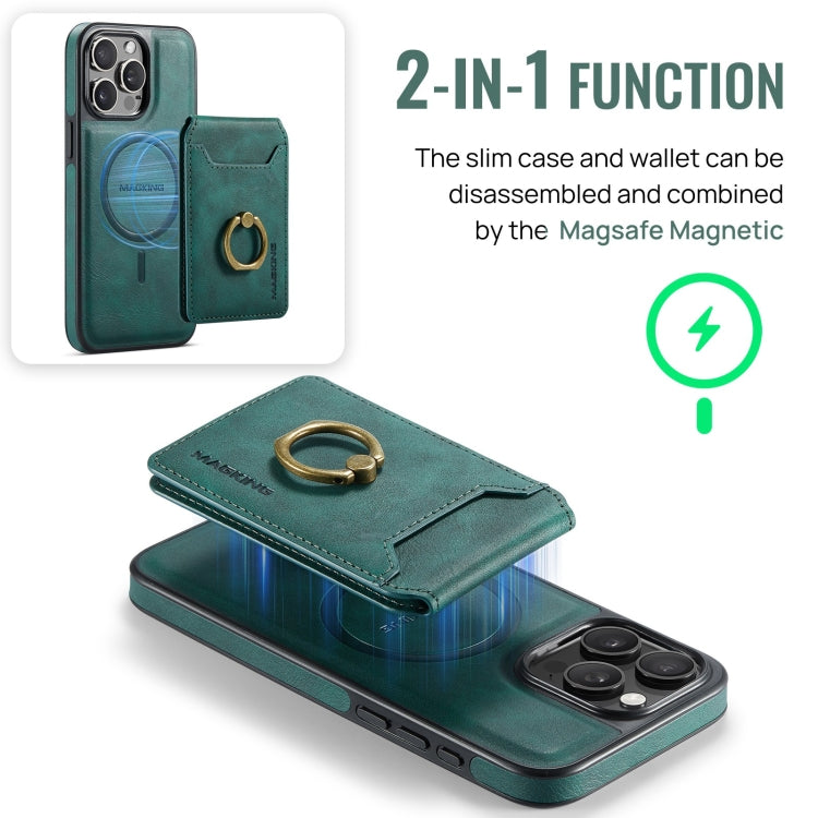 For iPhone 13 DG.MING K1 MagSafe Detachable Wallet RFID Back Cover Phone Case(Green) - iPhone 13 Cases by DG.MING | Online Shopping UK | buy2fix