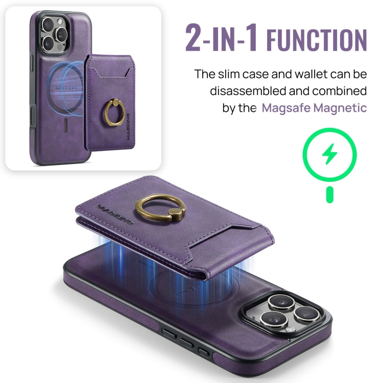 For iPhone 16 Pro Max DG.MING K1 MagSafe Detachable Wallet RFID Back Cover Phone Case(Purple) - iPhone 16 Pro Max Cases by DG.MING | Online Shopping UK | buy2fix