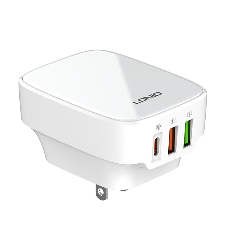 LDNIO Q334 32W Type-C + Dual USB Port Charger with 1m USB-C / Type-C to USB-C / Type-C Data Cable, Plug Type:US Plug(White) - USB Charger by LDNIO | Online Shopping UK | buy2fix