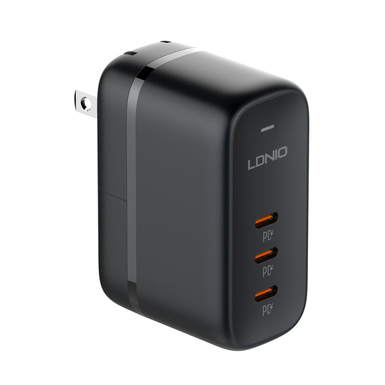 LDNIO Q367 65W GaN 3 x USB-C / Type-C Interface Charger with 1m USB-C / Type-C to USB-C / Type-C Data Cable, Plug Type:US Plug(Black) - USB Charger by LDNIO | Online Shopping UK | buy2fix