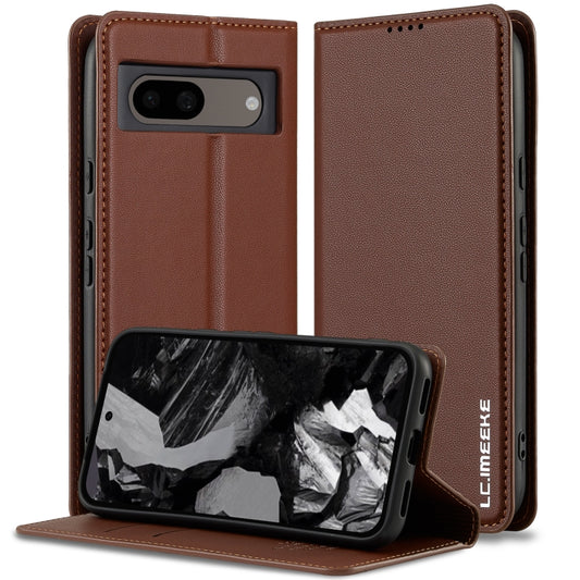 For Google Pixel 8 LC.IMEEKE L1 Series Frosted Fine Texture PU Phone Case(Brown) - Google Cases by LC.IMEEKE | Online Shopping UK | buy2fix