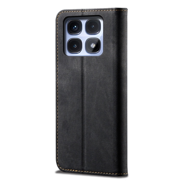 For Redmi K70 Ultra 5G Denim Texture Casual Style Horizontal Flip Leather Case(Black) - Xiaomi Cases by buy2fix | Online Shopping UK | buy2fix