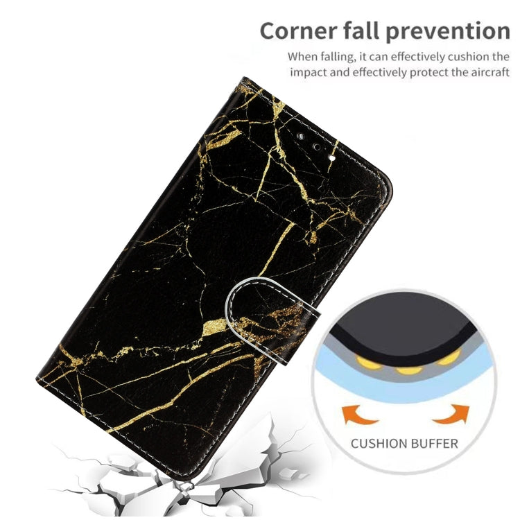 For iPhone 16 Pro Colored Drawing Marble Pattern Leather Phone Case(Black Gold Marble) - iPhone 16 Pro Cases by buy2fix | Online Shopping UK | buy2fix