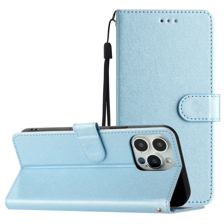 For iPhone 16 Pro Max Silk Texture Horizontal Flip Leather Phone Case(Light Blue) - iPhone 16 Pro Max Cases by buy2fix | Online Shopping UK | buy2fix