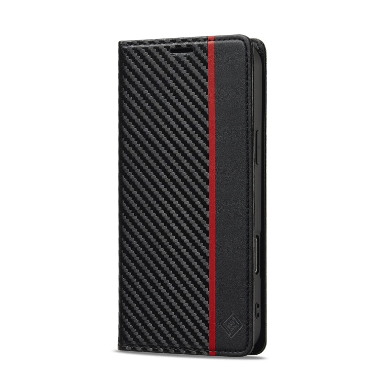 For iPhone 16 Pro Max LC.IMEEKE Carbon Fiber Leather Phone Case(Vertical Black) - iPhone 16 Pro Max Cases by LC.IMEEKE | Online Shopping UK | buy2fix