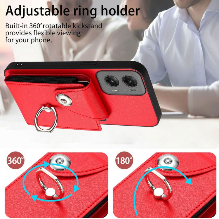 For Motorola Moto G Stylus 5G 2024 Organ Card Bag Ring Holder Phone Case(Red) - Motorola Cases by buy2fix | Online Shopping UK | buy2fix