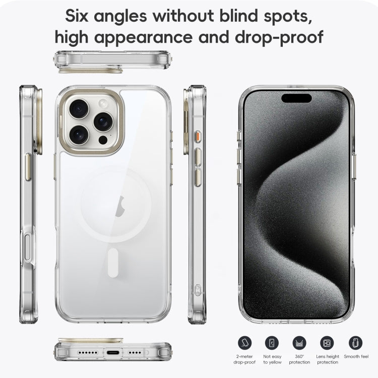 For iPhone 16 Pro Max Mirror Crystal Clear Lens Holder MagSafe Magnetic Phone Case(Transparent Titanium Blue) - iPhone 16 Pro Max Cases by buy2fix | Online Shopping UK | buy2fix