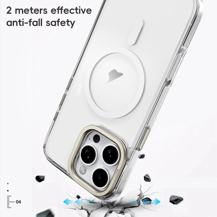 For iPhone 16 Pro Mirror Crystal Clear Lens Holder MagSafe Magnetic Phone Case(Transparent Black) - iPhone 16 Pro Cases by buy2fix | Online Shopping UK | buy2fix