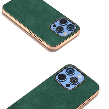 For iPhone 16 Plus Electroplated Frame PU Leather Full Coverage Phone Case(Green) - iPhone 16 Plus Cases by buy2fix | Online Shopping UK | buy2fix