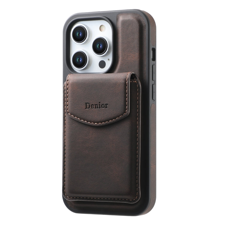 For iPhone 16 Pro Max Denior D19 Skin Feel MagSafe Detachable Card Slot Phone Case(Brown) - iPhone 16 Pro Max Cases by Denior | Online Shopping UK | buy2fix