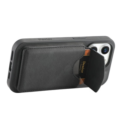 For iPhone 13 Pro Denior D20 Skin Feel MagSafe Holder Detachable Card Slot Phone Case(Black) - iPhone 13 Pro Cases by Denior | Online Shopping UK | buy2fix