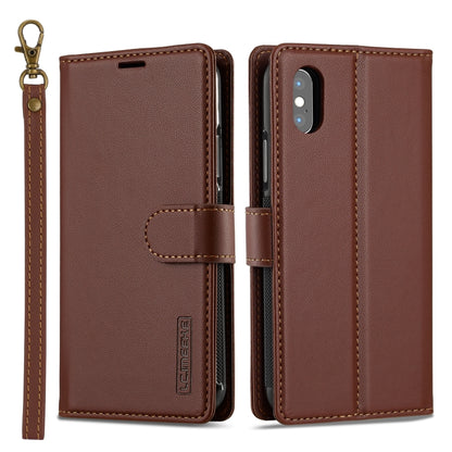 For iPhone X / XS LC.IMEEKE L2 Series Detachable Magsafe PU Phone Case with Lanyard(Brown) - More iPhone Cases by LC.IMEEKE | Online Shopping UK | buy2fix