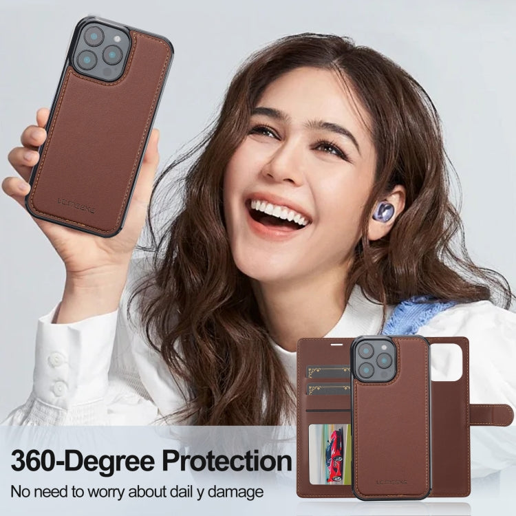 For iPhone 16 Pro Max LC.IMEEKE L2 Series Detachable Magsafe PU Phone Case with Lanyard(Brown) - iPhone 16 Pro Max Cases by LC.IMEEKE | Online Shopping UK | buy2fix