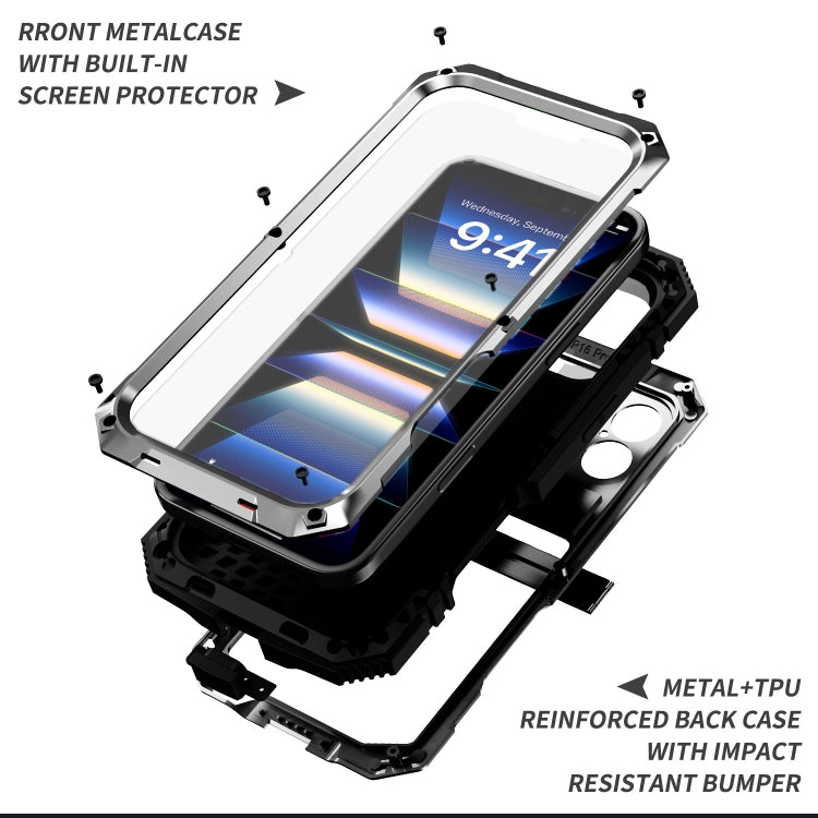 For iPhone 16 R-JUST Life Waterproof Dustproof Shockproof Phone Case(Silver) - iPhone 16 Cases by R-JUST | Online Shopping UK | buy2fix