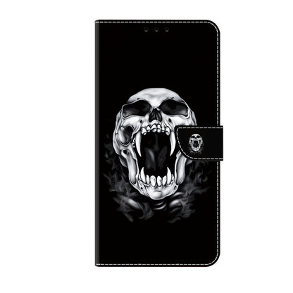 For iPhone 16 Crystal Painted Leather Phone case(Skull) - iPhone 16 Cases by buy2fix | Online Shopping UK | buy2fix