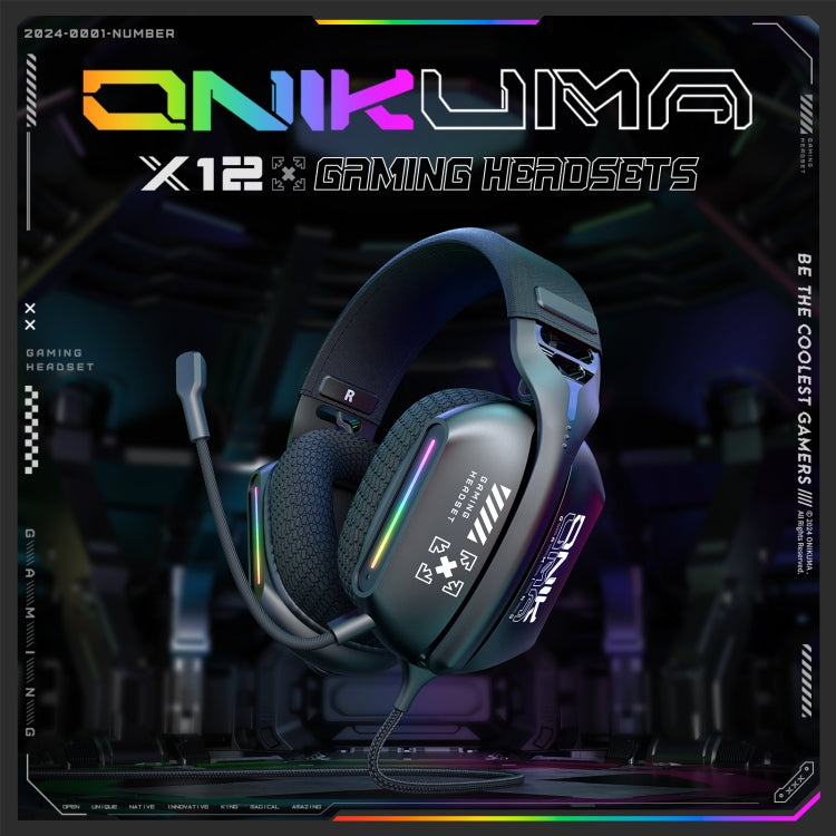 ONIKUMA X12 USB /  3.5mm Wired RGB Light Gaming Headset with Mic, Cable length: 2.2m(Black) - Multimedia Headset by ONIKUMA | Online Shopping UK | buy2fix