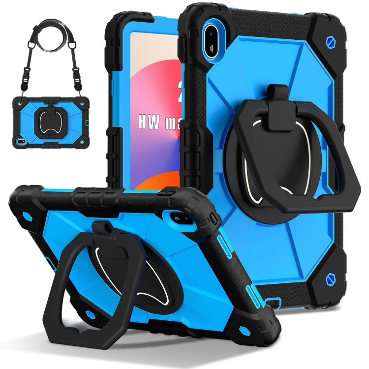 For Huawei Matepad SE 11 2024 Contrast Color Robot Silicone Hybrid PC Tablet Case(Black Blue) - Huawei by buy2fix | Online Shopping UK | buy2fix