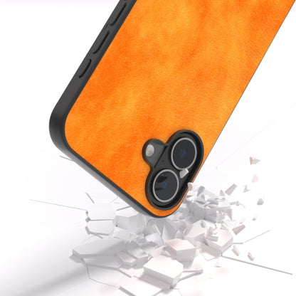 For iPhone 16 Plus Dual Color Lichi Texture PU Phone Case(Orange) - iPhone 16 Plus Cases by buy2fix | Online Shopping UK | buy2fix