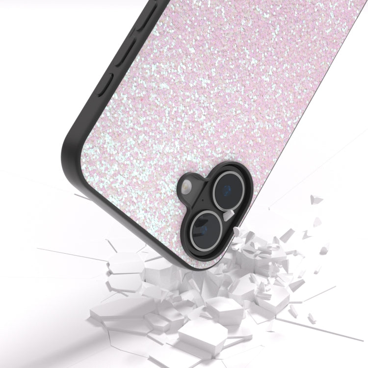 For iPhone 16 Plus Black Frame Colorful Glitter Phone Case(Glitter Pink) - iPhone 16 Plus Cases by buy2fix | Online Shopping UK | buy2fix