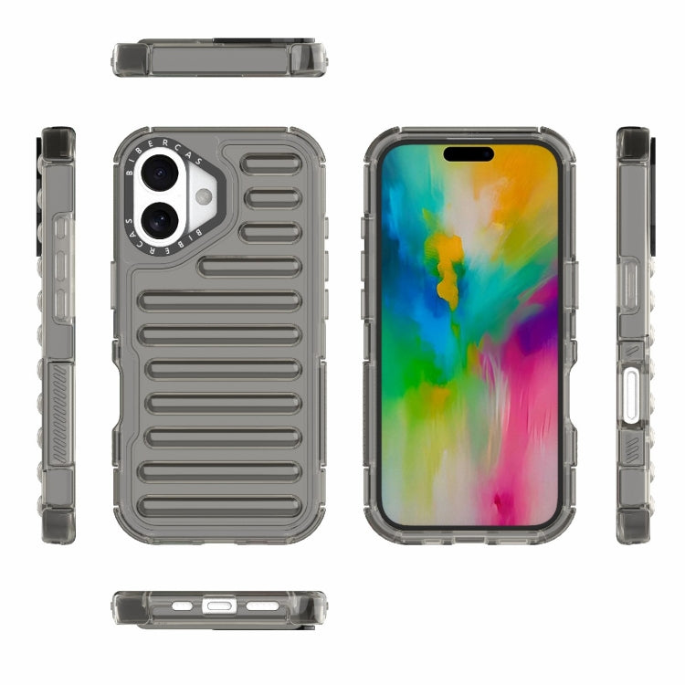 For iPhone 16 High Transparency TPU Hybrid PC Airbag Phone Case(Transparent Black) - iPhone 16 Cases by buy2fix | Online Shopping UK | buy2fix