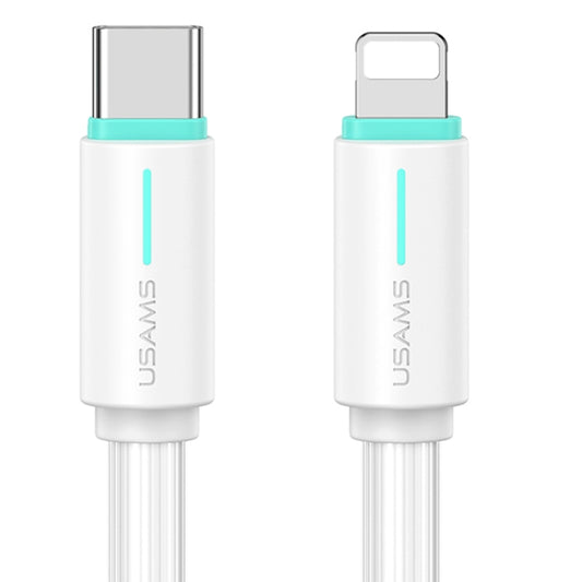 USAMS SJ735 1m 30W Type-C to 8 Pin Bicolor Design Fast Charging Cable(White) - 2 in 1 Cable by USAMS | Online Shopping UK | buy2fix