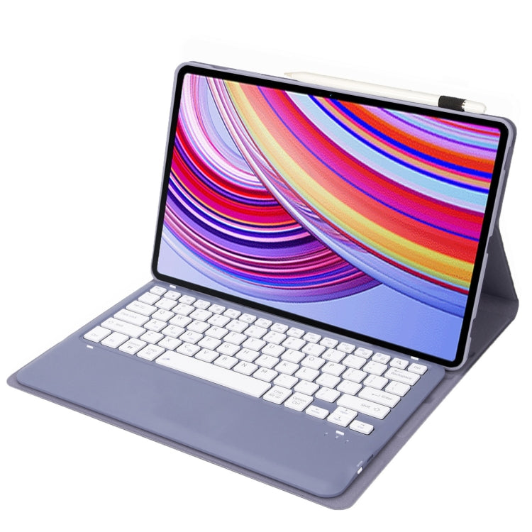 For Xiaomi Redmi Pad Pro 12.1 A0N11 Detachable Bluetooth Keyboard TPU Lambskin Leather Tablet Case(Lavender White) - Others Keyboard by buy2fix | Online Shopping UK | buy2fix