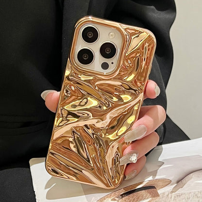 For iPhone 16 Pro Max Water Ripple Electroplating Paint TPU Phone Case(Bright Gold) - iPhone 16 Pro Max Cases by buy2fix | Online Shopping UK | buy2fix